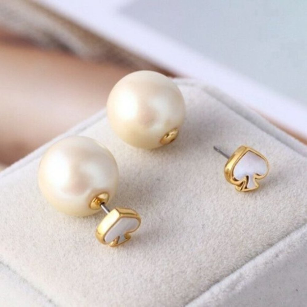 Kate Spade Pearl Reversible Spade Earrings super large